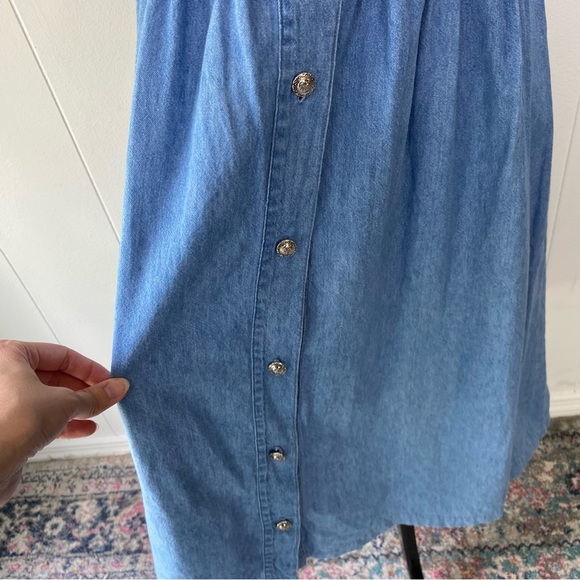 Vintage Bridge Sportswear Denim Midi Dress Blue Smocked Modest Cottagecore Sz S - Picture 4 of 13